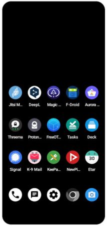 GrapheneOS apps screen 1